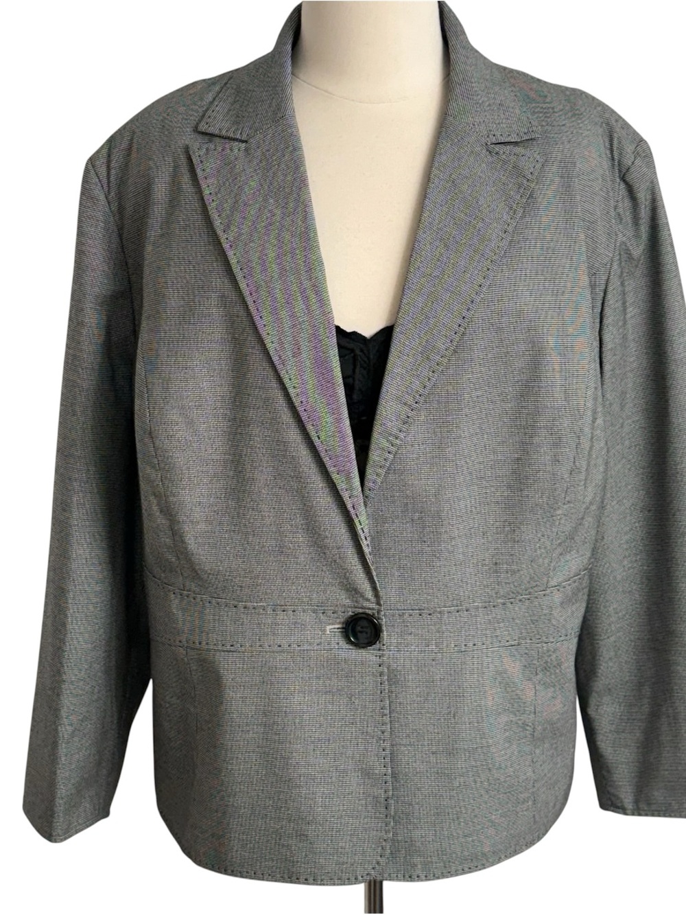Larry Levine Classics Long Sleeve Single Button Waistband Closure Blazer, Sz 24W